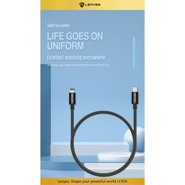 Lenyes Type-C to Lightning Fast charging braided cable 27W