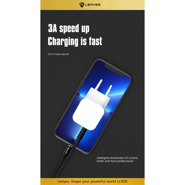 Lenyes Type-C to Lightning Fast charging braided cable 27W